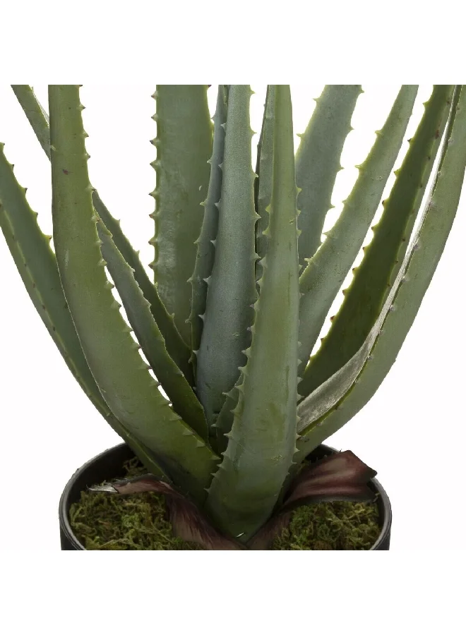 atmosphera Real Touch Easy Maintenance Realistic Looking Artificial Aloe Vera Plant with Pot Green and Black 44 cm 173017