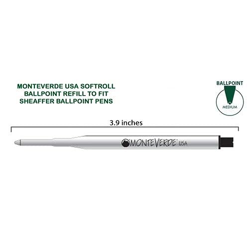 Monteverde 5 Pack - Monteverde"K" Style Ballpoint Refill to Fit Sheaffer Ballpoint Pens, Gel Ink, Fine Point, Soft Roll, S42, (Bulk Packed) (Black) - Image 2