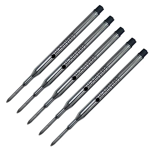 Monteverde 5 Pack - Monteverde"K" Style Ballpoint Refill to Fit Sheaffer Ballpoint Pens, Gel Ink, Fine Point, Soft Roll, S42, (Bulk Packed) (Black) - Image 1