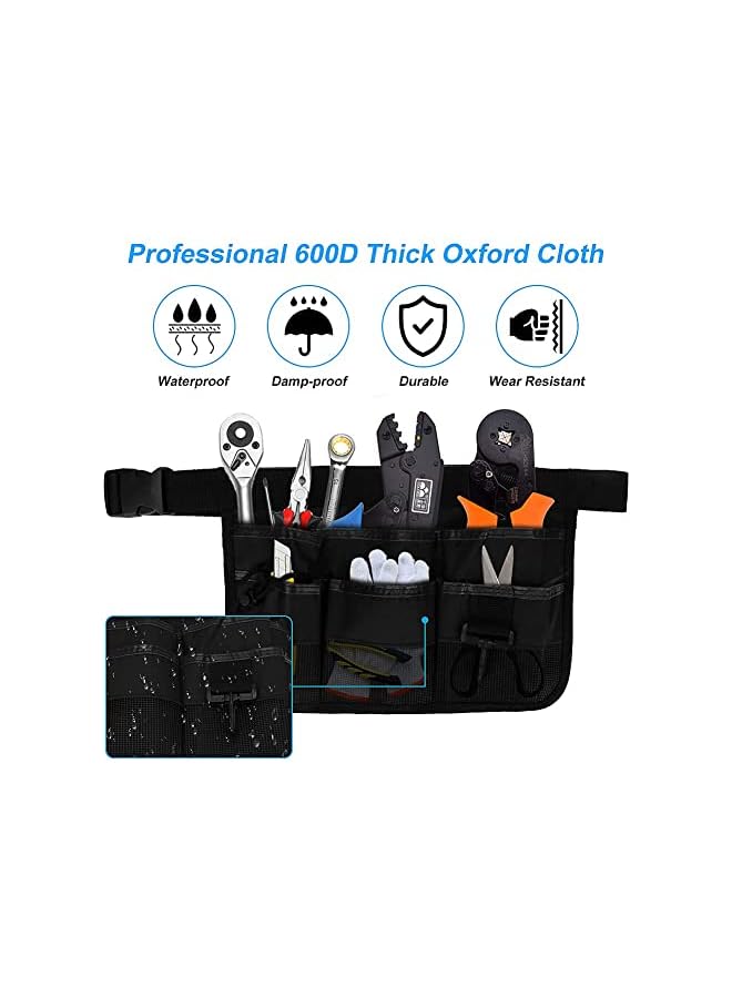 PROMASS Gardening Tool Waist Bag Belt, Adjustable Garden Canvas Waist Bag, Heavy Duty Oxford Tool Apron with 7 Pockets of Different Sizes and Depth for Holding Gardening Tools and Home Decoration Tools  - Image 2