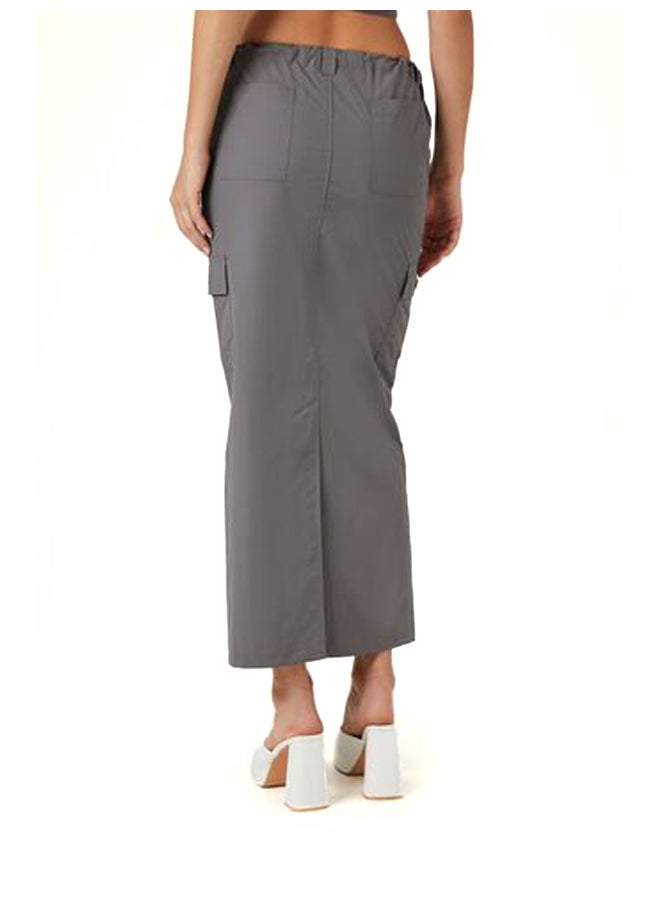 FOREVER 21 Twill Toggle Drawstring Midi Skirt  - Image 2