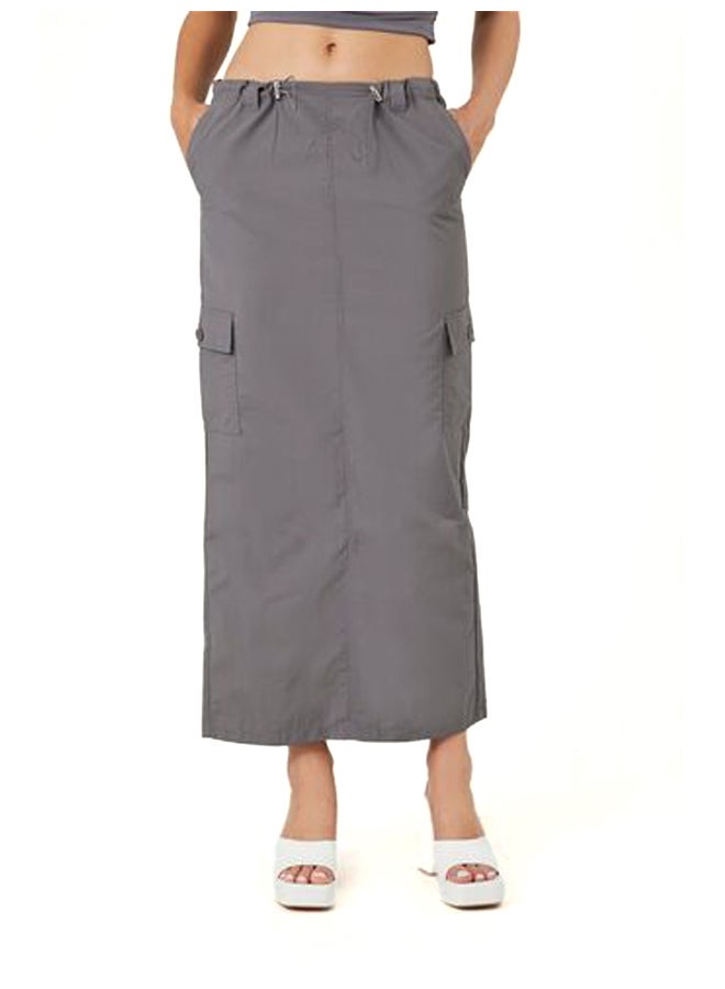 FOREVER 21 Twill Toggle Drawstring Midi Skirt  - Image 3
