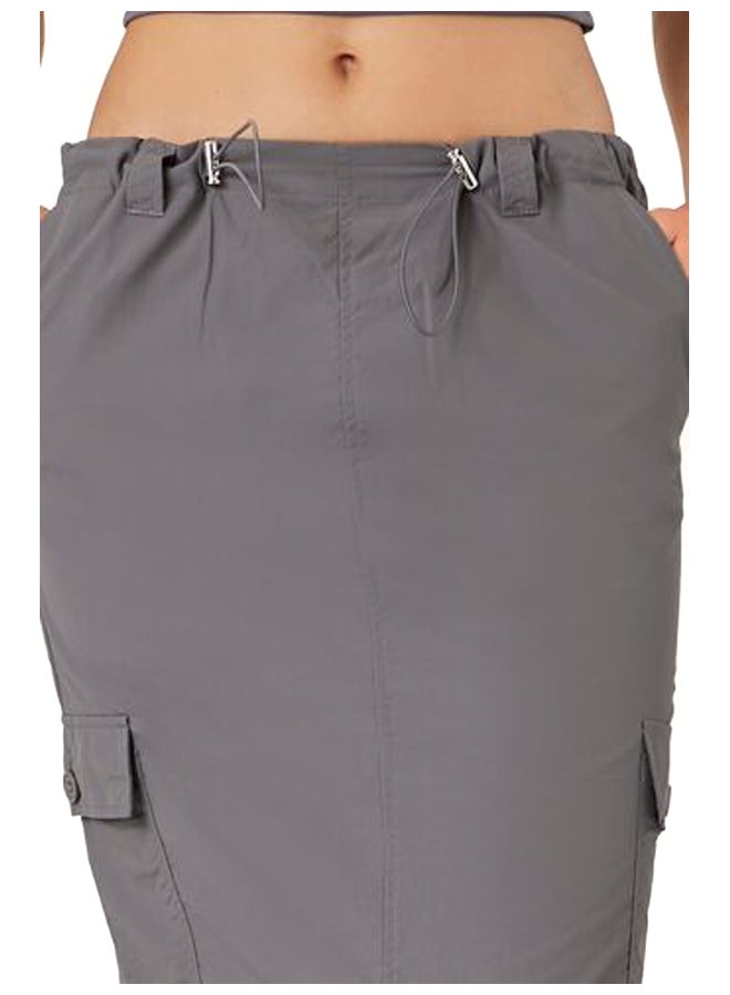 FOREVER 21 Twill Toggle Drawstring Midi Skirt  - Image 4