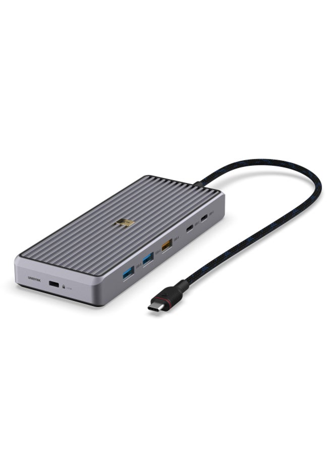 Unisynk 12 PORT USB-C HUB 8K 100W GREY - Image 2