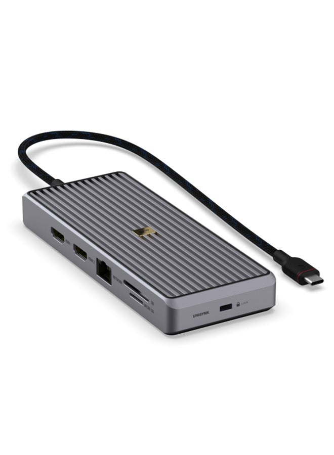 Unisynk 12 PORT USB-C HUB 8K 100W GREY - Image 1