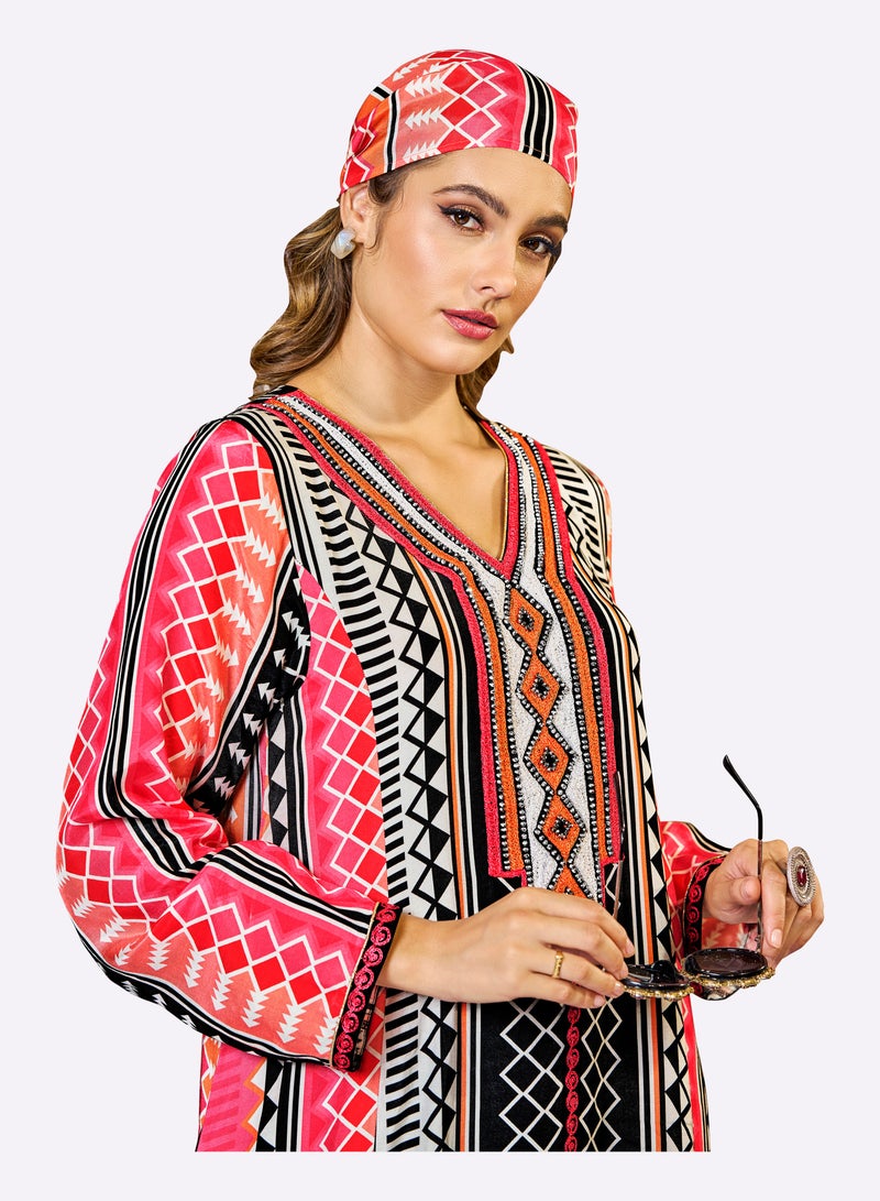 Sara Arabia Sara Arabia Retro Geometric Jalabiya  - Image 4