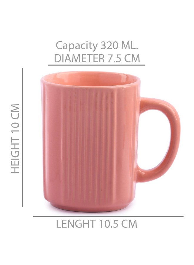 Anwaliya Aitne Series Coffee Mugs - Ceramic Tea Cups Set of 6 (350 ml) Handcrafted Design Cup Set of 6 Stackable, Chip Resistant, with Handles Large Serving Mug (Color May Vary) - Image 3