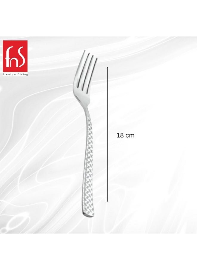 FNS FnS Rhombo Stainless Steel Dinner Fork Laser Design on Handle for Dining Table Home and Kitchen (Set of 6)  - Image 2