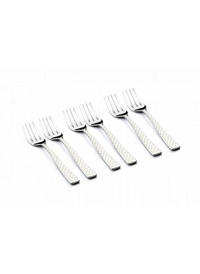 FNS FnS Rhombo Stainless Steel Dinner Fork Laser Design on Handle for Dining Table Home and Kitchen (Set of 6)  - Image 1