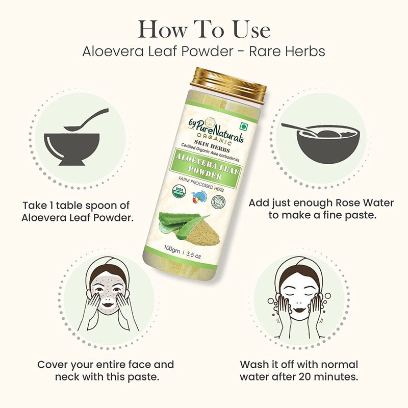 byPurenaturals byPureNaturals 100 Natural Organic Aloevera Leaf Powder for Hair  Skin Care 100gm  - Image 3