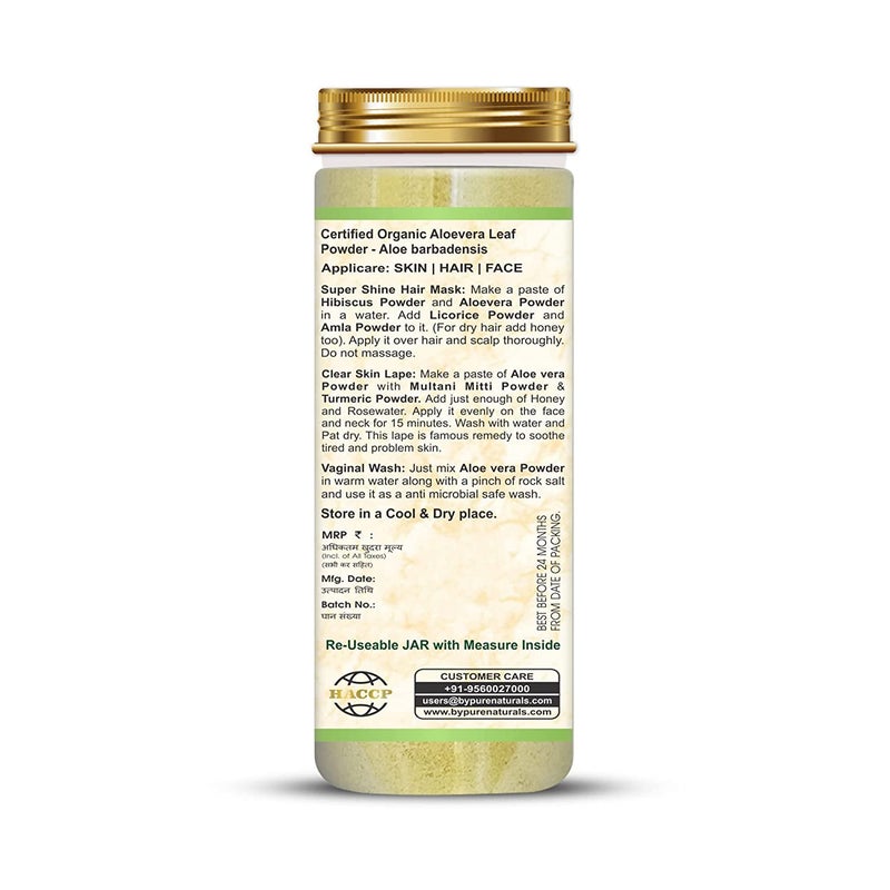 byPurenaturals byPureNaturals 100 Natural Organic Aloevera Leaf Powder for Hair  Skin Care 100gm  - Image 2
