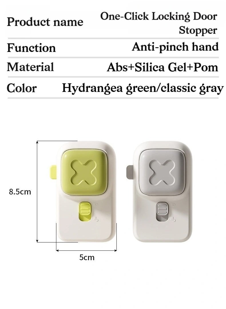 Generic - Child Safety Door Stopper with Anti-Pinch Finger Guard – Adjustable Lock Switch, Soft Silicone Head, Strong 3M Adhesive, Easy to Install (Green) - Image 1
