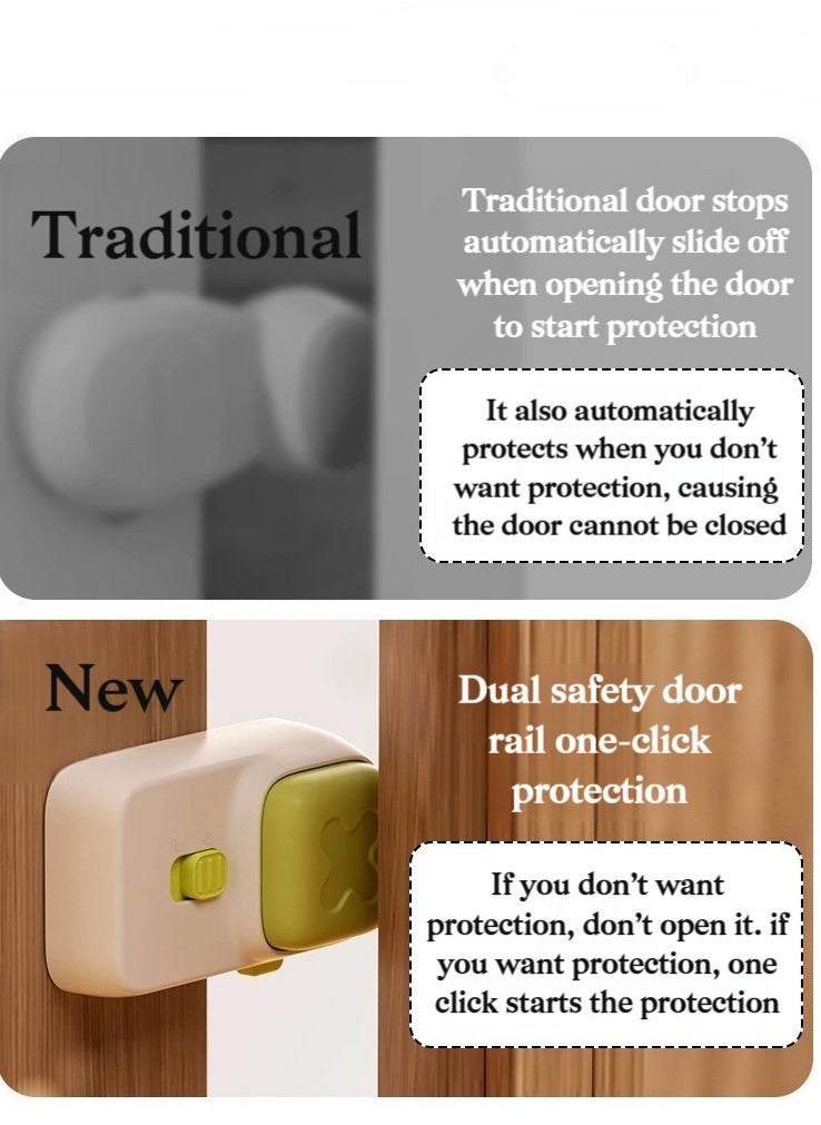 Generic - Child Safety Door Stopper with Anti-Pinch Finger Guard – Adjustable Lock Switch, Soft Silicone Head, Strong 3M Adhesive, Easy to Install (Green) - Image 1