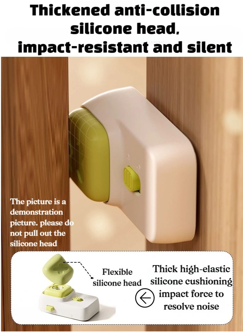 Generic - Child Safety Door Stopper with Anti-Pinch Finger Guard – Adjustable Lock Switch, Soft Silicone Head, Strong 3M Adhesive, Easy to Install (Green) - Image 1