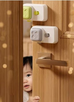 Child Safety Door Stopper with Anti-Pinch Finger Guard – Adjustable Lock Switch, Soft Silicone Head, Strong 3M Adhesive, Easy to Install (Green)