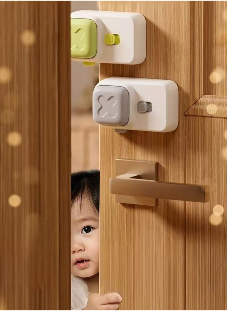 Generic - Child Safety Door Stopper with Anti-Pinch Finger Guard – Adjustable Lock Switch, Soft Silicone Head, Strong 3M Adhesive, Easy to Install (Green) - Image 1