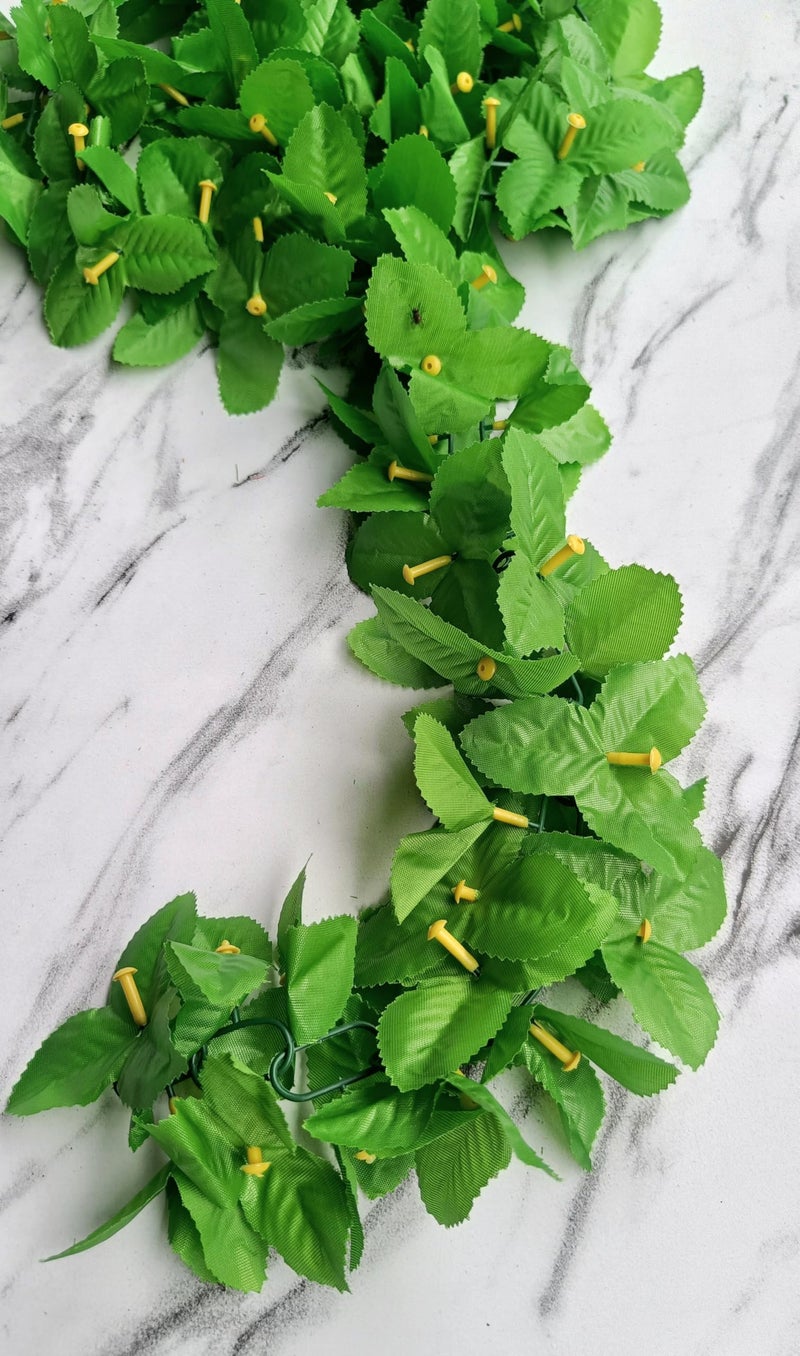 VRB Dec™ 1 Pcs Artificial Flowers Vine Blossom/Roses Garland Fake (6 ft) Flowers Fabric Roses/Blossom Garland for Wedding Decor Diwali/Ganpati/Garden Wall Valentine (Green Money Plant Creeper) - Image 5