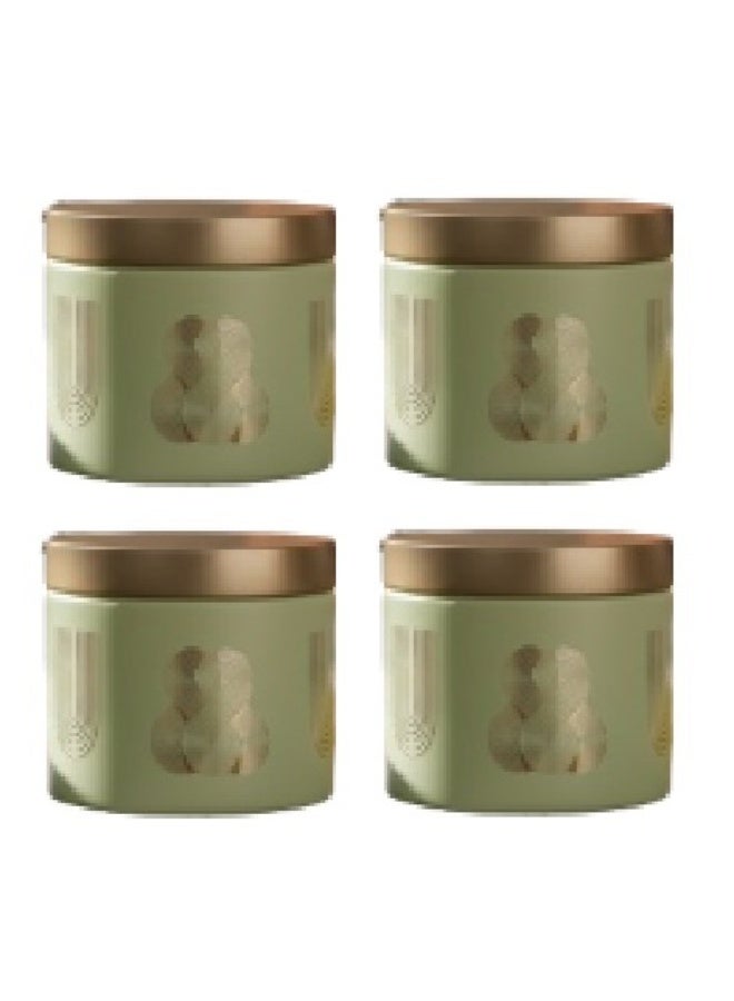 CROCO JAR Premium Color Coated & Printed Design Round shape container 375 ML OPK PISTA U & 8 DESIGN WITH GLODEN CAP 4 PCS - Image 1