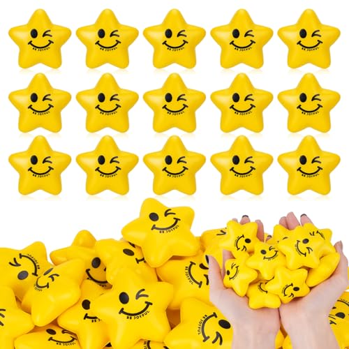 SHQDD Stress Balls 108PCS Stress Balls for Kids Adults Mini Star Stress Balls Squeeze Toys 216 Inch Cute Smiley Face Stress Relief Ball Bulk for Anxiety Fidget Sensory Classroom Party Supplies - Image 1