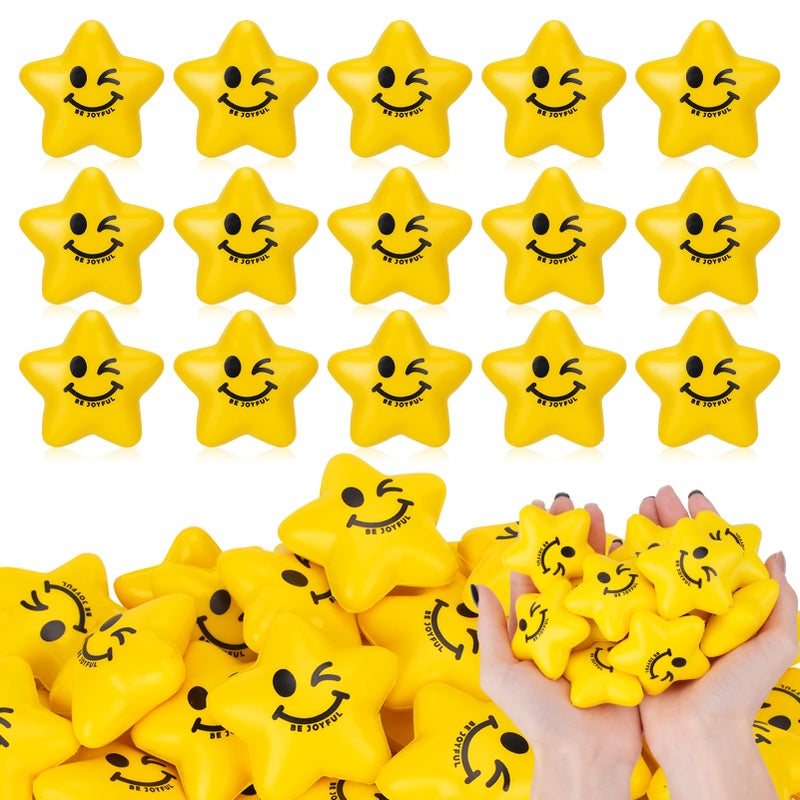 SHQDD Stress Balls 108PCS Stress Balls for Kids Adults Mini Star Stress Balls Squeeze Toys 216 Inch Cute Smiley Face Stress Relief Ball Bulk for Anxiety Fidget Sensory Classroom Party Supplies - Image 3