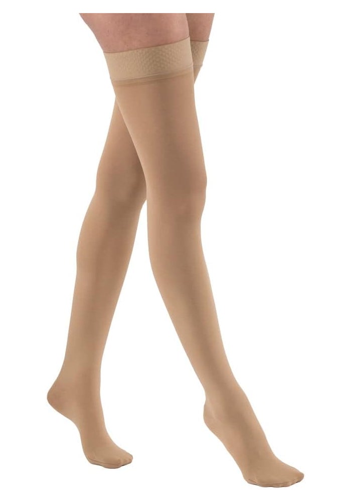 JOBST Relief Thigh High Graduated Compression Stockings 30-40mmHg - Closed Toe, Beige, X-Large - Image 1