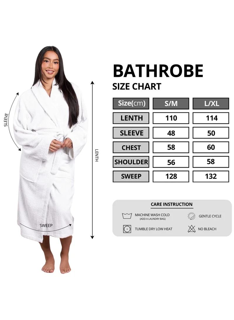 1Chase Luxury Shawl Bathrobe for Adults - Ultra Soft, Absorbent, Hotel & Spa Quality, White Cotton Robe for Men & Women (L/XL), White