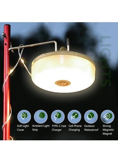 Juflix Juflix Portable Stowable String Light Camping String Lights Outdoor Waterproof Fairy String Lights USB Rechargeable Outdoor String Lights for Garden Tent  - Image 2