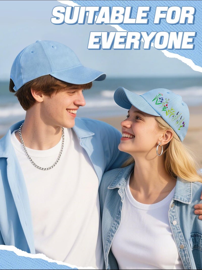 Big Gun Biggun Embroidered Baseball Cap for Girls Women Men - Adjustable Soft Breathable Cotton Hats for Fall Gifts, Floral(Blue) - Image 4