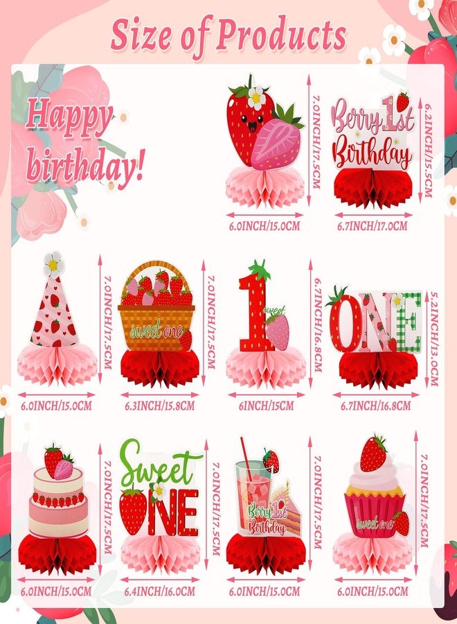 DTOFOOT 10 PCS Berry First Birthday Decor, Strawberry Theme 1st Birthday Table Centerpiece Strawberry Decorations for Baby Girls Berry Sweet for Party Table Topper Decor - Image 2