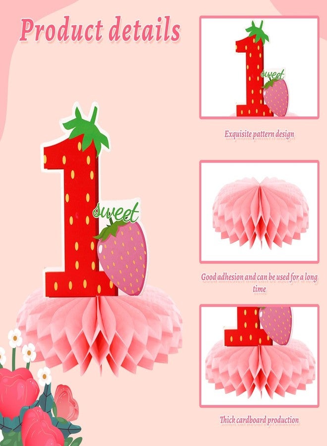 DTOFOOT 10 PCS Berry First Birthday Decor, Strawberry Theme 1st Birthday Table Centerpiece Strawberry Decorations for Baby Girls Berry Sweet for Party Table Topper Decor - Image 3