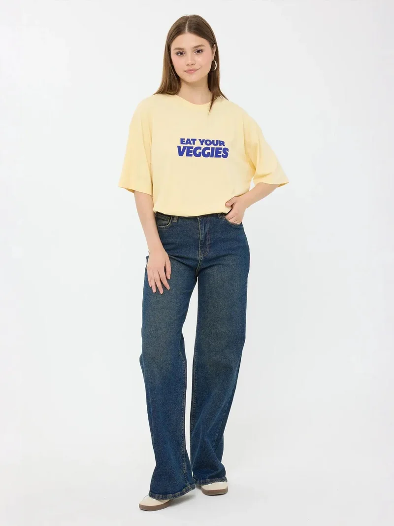 HICCUP Oversized Round Neck Printed T-Shirt