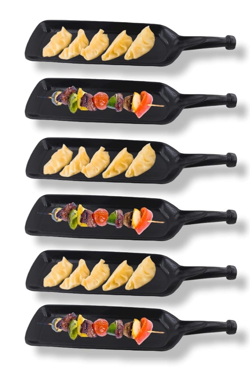 FORKLS طبق تقديم على شكل خفاش من ميلامين FORKLS، أسود غير لامع | طبق وجبات خفيفة وحلويات متين للاستخدام المنزلي أو الفنادق أو المطاعم (عبوة من 6) - Image 1