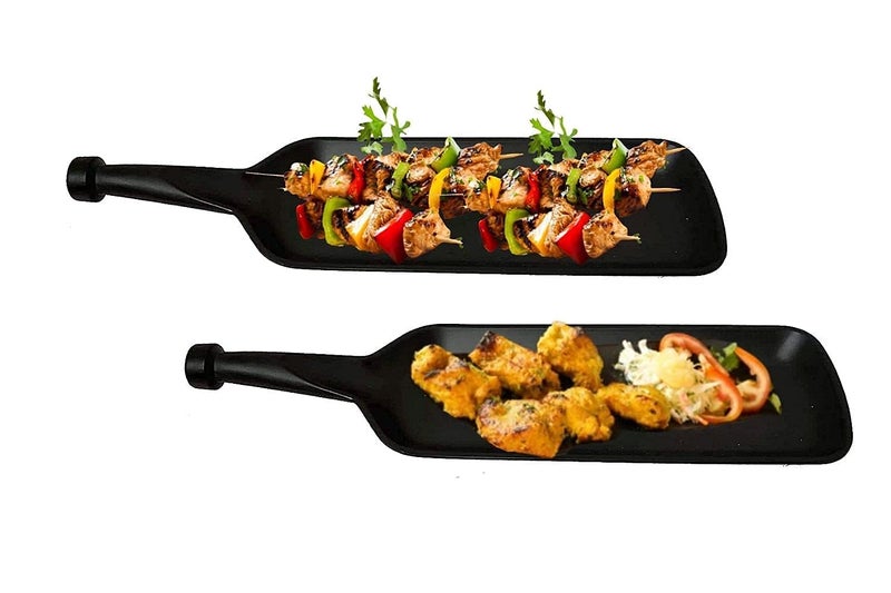 FORKLS طبق تقديم على شكل خفاش من ميلامين FORKLS، أسود غير لامع | طبق وجبات خفيفة وحلويات متين للاستخدام المنزلي أو الفنادق أو المطاعم (عبوة من 6) - Image 3