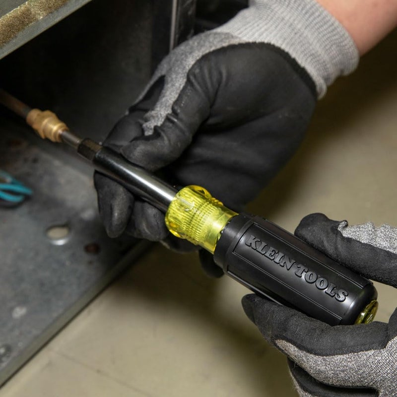 Klein Tools 32527 Multi-Bit Screwdriver/Nut Driver - 11-in-1 with Phillips, Slotted, Square, and Schrader Bits - Image 4