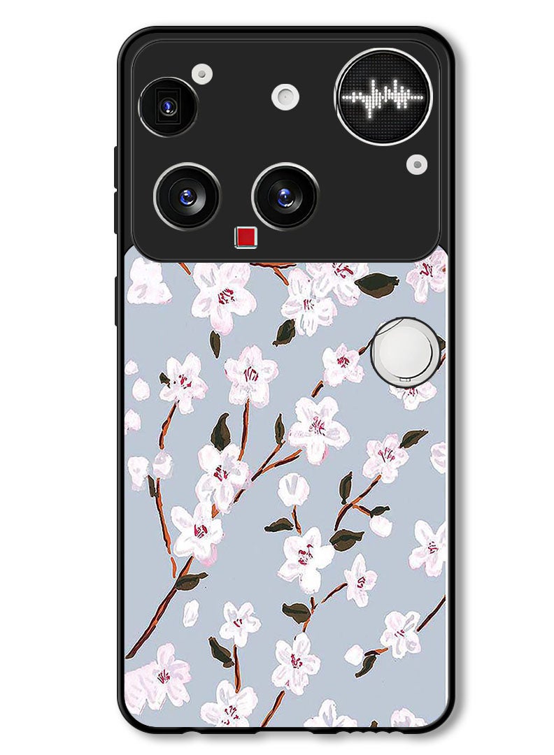 Theodor Case Compatible with Nothing Phone (3) 6.67 Inch Protection Shockproof Bumper Cover White Flower - Image 1