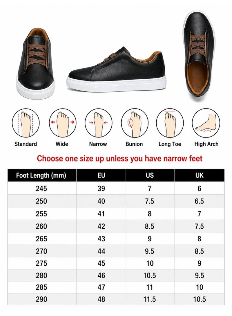 Men's low-top sneakers, stylish men's sneakers, solid-color sneakers, slip-on sneakers, lightweight non-slip walking shoes, casual leather shoes, sneakers suitable for running, working out, or everyday wear, black - Image 2