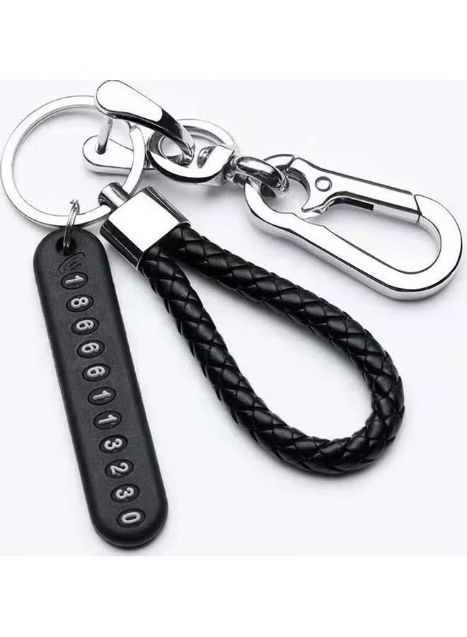 Generic Anti-lost Car Keychain with Phone Number Card Keyring Phone Number Plate Key Ring Auto Vehicle Key Chain Accessories  - Image 1