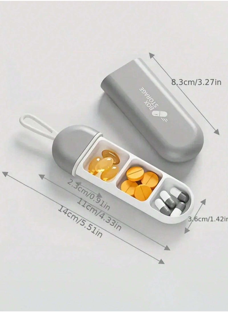 Compact and Durable Anti-Moisture Three-Compartment Pill Box - Waterproof Seal, Eco-Friendly ABS Material, Large Capacity, Ideal for Travel, Daily Use, Medication Storage, and Easy Carry