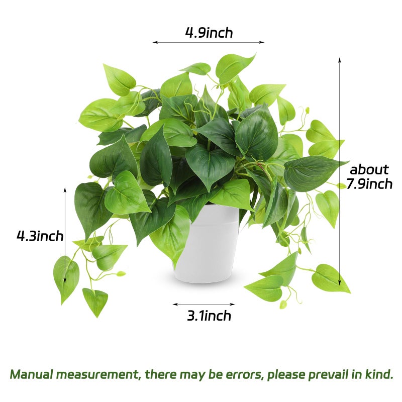 CEWOR Artificial Plants Fake Pothos with Plastic Pot Artificial Potted Plant for Home Office Bedroom Indoor Outdoor Decor 1 Pack - Image 2