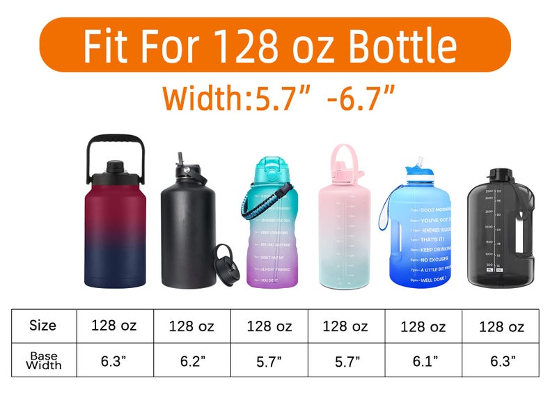 AceTreker 128 oz Neoprene Insulated Water Bottle Carrier Bag, One Gallon Sling Bag Sleeve Pouch Holder with Adjustable Shoulder Strap & Paracord Handle and 2 Pocket for Travelling, Hiking-Black - Image 4
