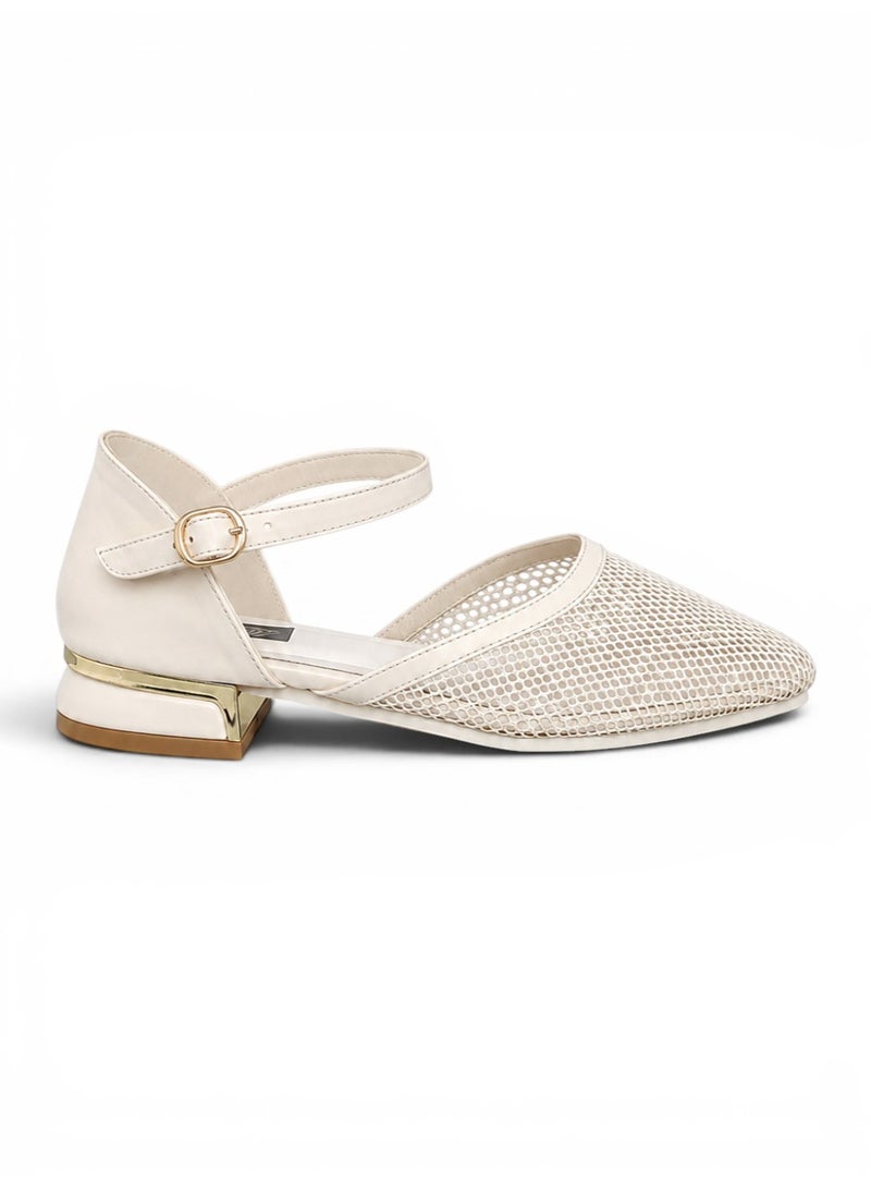 LIFESTYLISH sandal flat Leather with mesh SF-64 - Beige - Image 2
