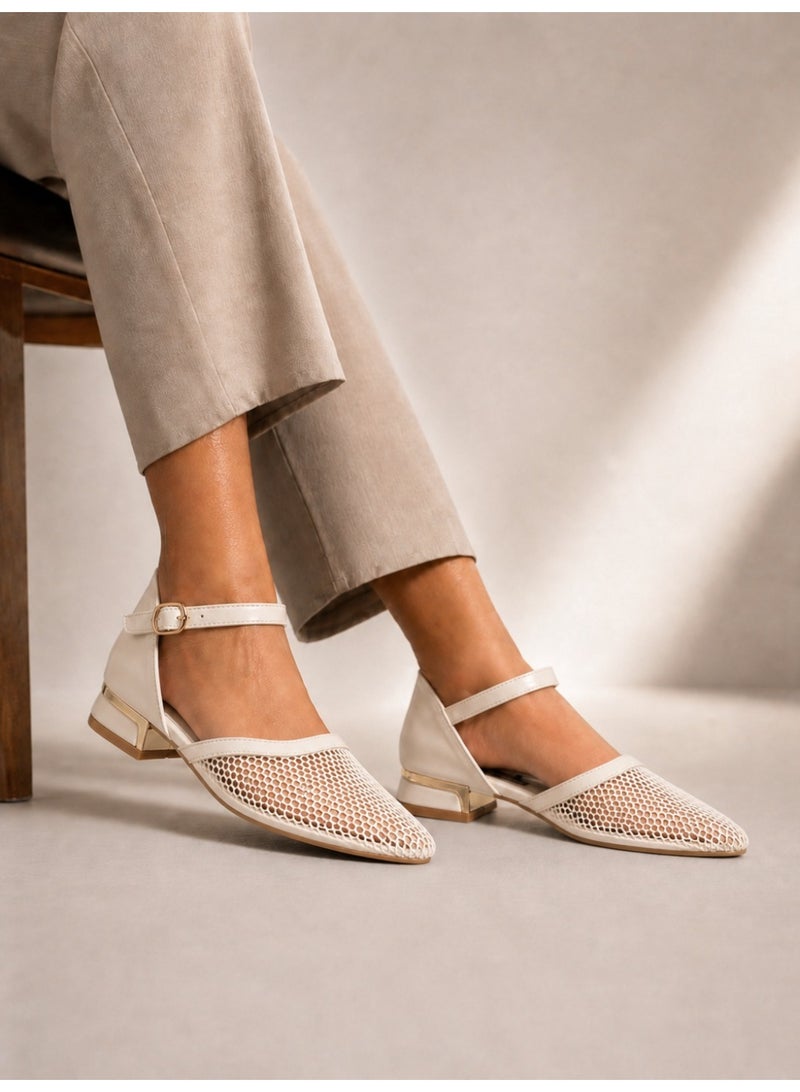 LIFESTYLISH sandal flat Leather with mesh SF-64 - Beige - Image 3