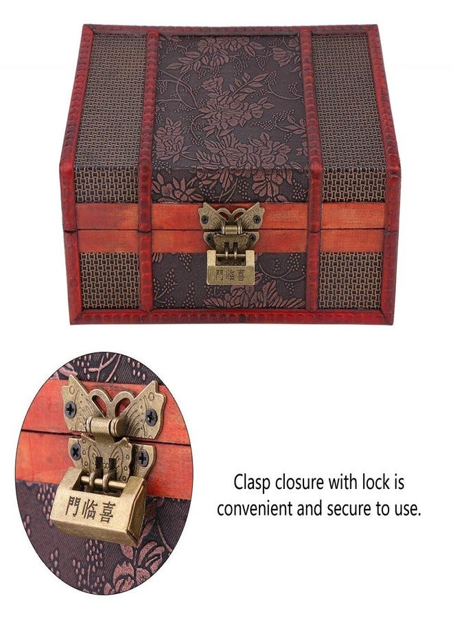 Brrnoo Vintage Wooden Boxes With Lock, Treasure Chest Keepsake and Jewelry Box Wood Case Holder Jewelry Gift Box, Decorative Box with Lock and House Decoration Valentine's Day, Mother's - Image 4