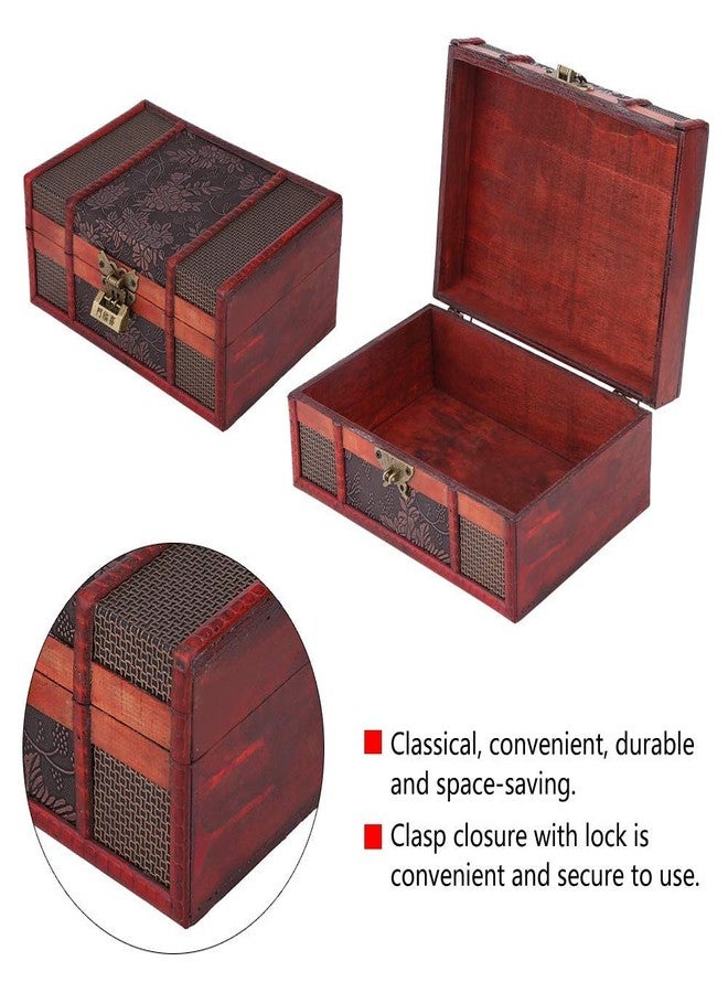 Brrnoo Vintage Wooden Boxes With Lock, Treasure Chest Keepsake and Jewelry Box Wood Case Holder Jewelry Gift Box, Decorative Box with Lock and House Decoration Valentine's Day, Mother's - Image 3