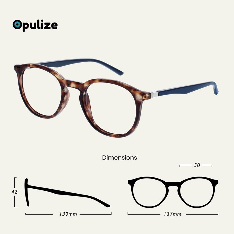 OPULIZE MET Blue Light Blocking Glasses for Women Men - Slim Round Frame - Improve Sleep - Computer Gaming - Anti Glare - Spring Hinges - Brown Tortoiseshell 0.00 - Image 2