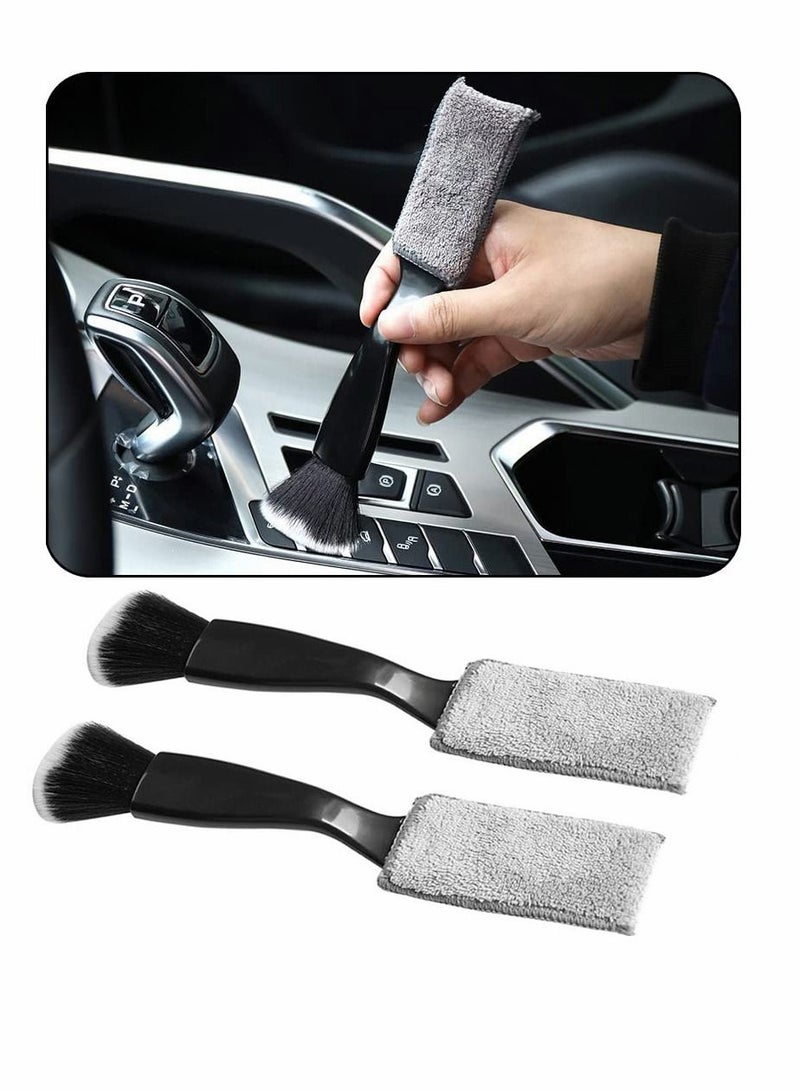 SYOSI Double Head Brush for Car Clean,Car Brushes for Detailing Interior,Car Detailing Brushes Exterior,Soft Car Detailing, 2PC Car Detailing Brush Brush(Double Head-Black, 2Pack) - Image 1