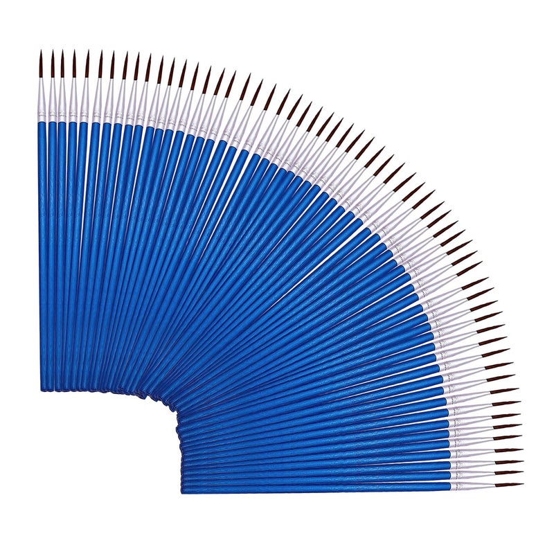 60 Pack Pointed Round Painting BrushHand Made Thread Drawing BrushDetailNail Brushes for Detail and Miniature DrawingPaintingColoring by Acrylic Oil and Watercolor L000