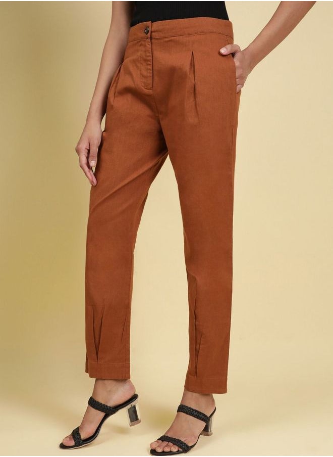 Freehand - Women Tapered Solid Mid-Rise Pleated Pants - Image 1