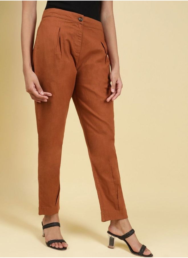 Freehand - Women Tapered Solid Mid-Rise Pleated Pants - Image 1