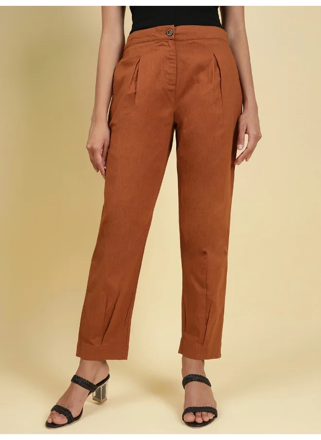 مرفوعة Ginger Bread Women Tapered Casual Solid Ankle Pleated Pants